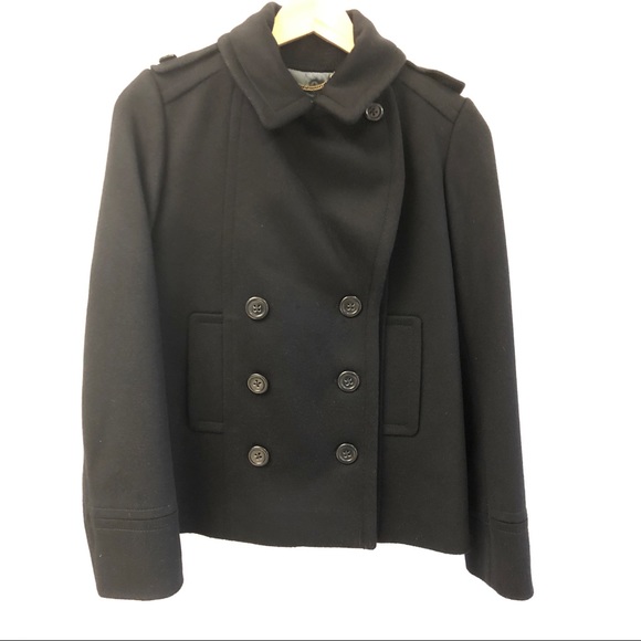 J. Crew Black Pea Coats 100% Wool - Picture 3 of 7